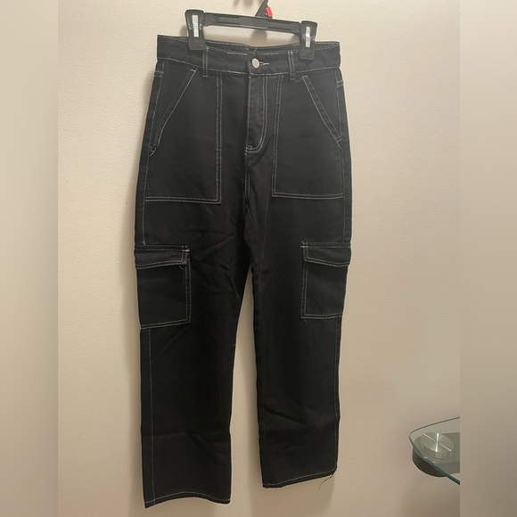2/$15 Shein High Waisted Black Cargo Pants - Picture 1 of 3